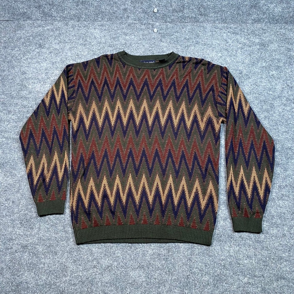 Northern Isles Vintage Mens Medium Multi Color Chevron Zigzag Crewneck Sweater